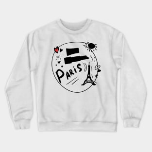 Black drawing with a red heart. Stylish print on the theme of Paris. Crewneck Sweatshirt